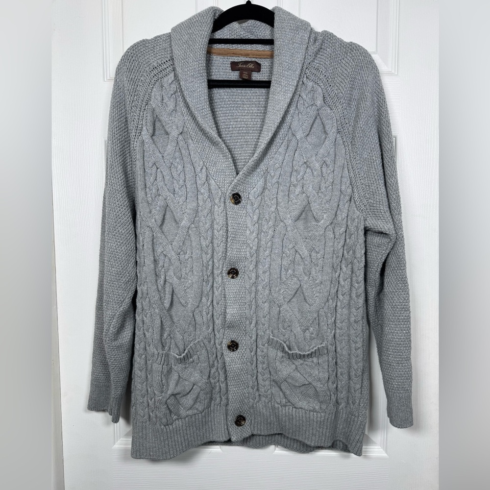 Tasso Elba 100% Cotton Cable Knit Shawl Collar Cardigan XXL | Cozy Fall Sweater